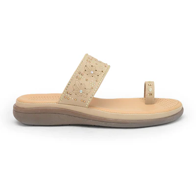 Healers Beige Fashion Toe Ring Slipper For Women ELN-12 By Liberty